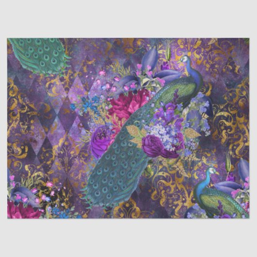 Papier Mousseline Calcaire et fleurs sur la page de découpage violet (Recto)