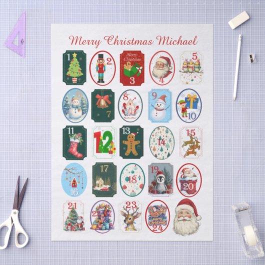 Papier Mousseline Calendrier de l'Avent festif (Artisanat)