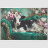 Papier Mousseline Calf Whimsical sur Emerald Sofa Decoupage (Recto)