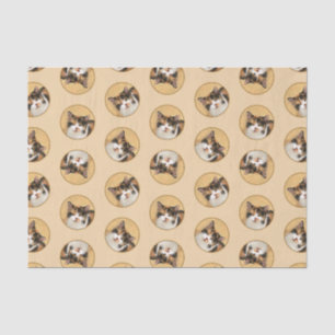 Papier Mousseline Calico Cat Portrait Peinture Cute Art Original