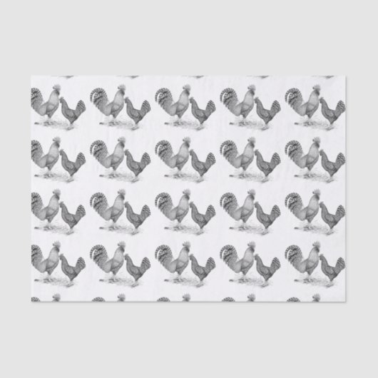 Papier Mousseline California Grey Rooster and Hen (Recto)