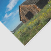 Papier Mousseline Californie Patinée Brown Grange et Fleurs Jaunes (Détail)