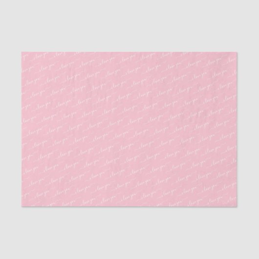 Papier Mousseline Calligraphie moderne Je t'aime Saint Valentin rose (Recto)