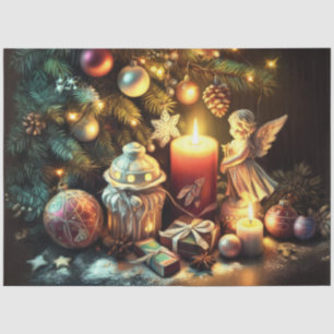 Papier Mousseline Calque Dessin Arbre de Noël Bougie Angel