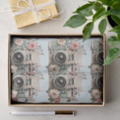 Papier Mousseline Camera with Flowers Retro Pastel Image Pattern (Cadeau)