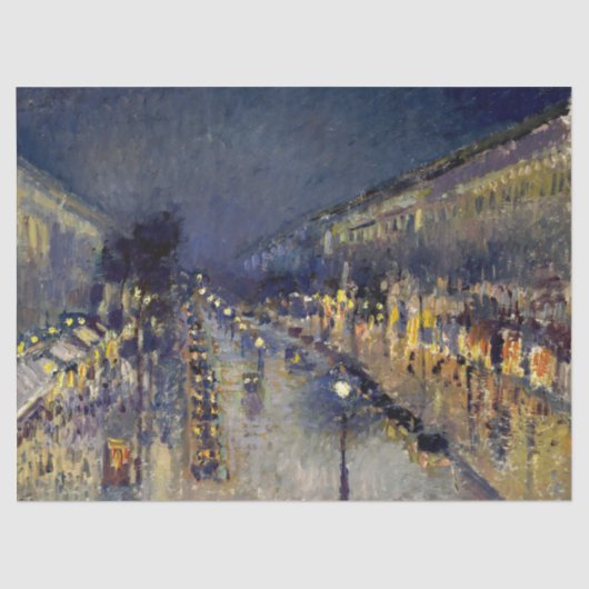 Papier Mousseline Camille Pissarro - Boulevard Montmartre en nuit (Recto)