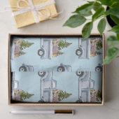 Papier Mousseline Camion de Noël avec animaux et pins (Cadeau)