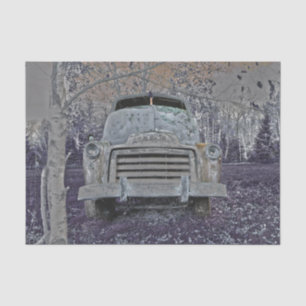 Papier Mousseline Camion Rétro Vintage Lavande Violet Gris Rustique