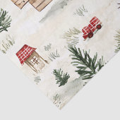 Papier Mousseline Camion rouge avec cadeaux et bonhomme de neige (Détail)