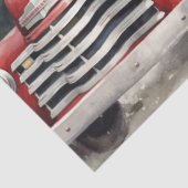 Papier Mousseline Camion rouge rustique avec arbres de Noël neigeux (Détail)