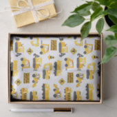 Papier Mousseline Camions et panneaux de construction Motif blanc (Cadeau)