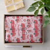 Papier Mousseline Camions Valentine en rose (Cadeau)