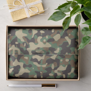 Papier Mousseline Camo Camouflage Vert Brown Beige Armée Militaire