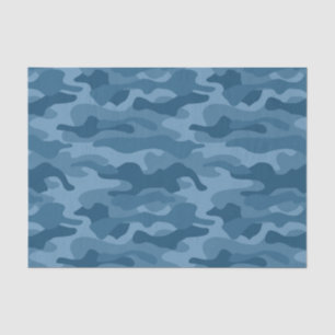 Papier Mousseline Camo Monocolore Bleu Acier