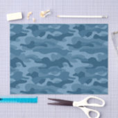 Papier Mousseline Camo Monocolore Bleu Acier (Artisanat)