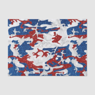 Papier Mousseline Camo rouge, blanc et bleu 4e juillet Parties scint