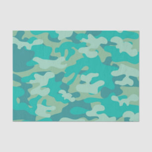 Papier Mousseline Camo turquoise et bleu