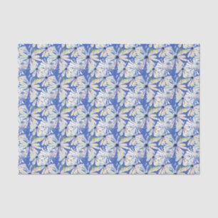 Papier Mousseline Camomilles Abstraites sur un arrière - plan bleu.