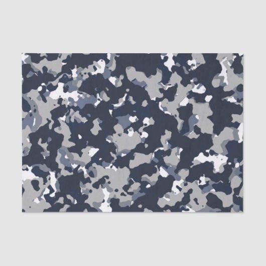 Papier Mousseline Camouflage blanc gris bleu Camo Motif Party (Recto)