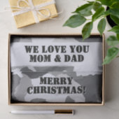 Papier Mousseline Camouflage blanc gris neige Joyeux Noël (Cadeau)