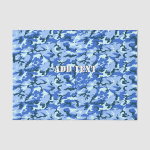 Papier Mousseline Camouflage bleu ciel Woodland