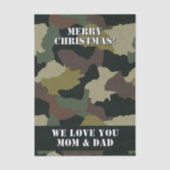 Papier Mousseline Camouflage Brown vert militaire Joyeux Noël (Recto)