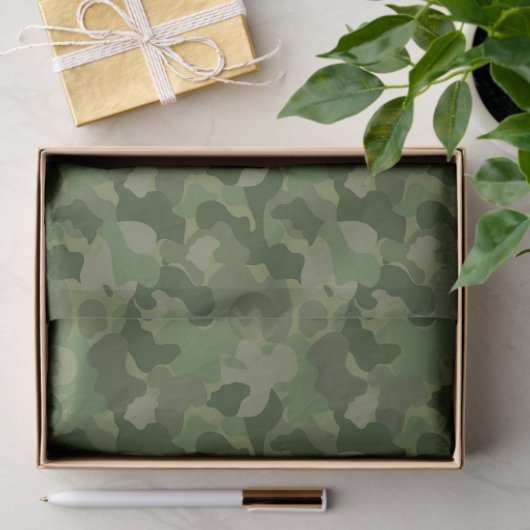 Papier Mousseline Camouflage de vert forêt (Cadeau)