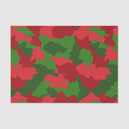 Papier Mousseline Camouflage des Fêtes Rouge et Vert (Recto)