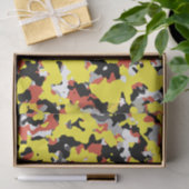 Papier Mousseline Camouflage jaune rouge gris noir (Cadeau)