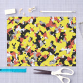 Papier Mousseline Camouflage jaune rouge gris noir (Artisanat)