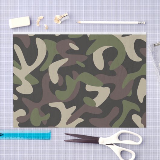 Papier Mousseline Camouflage militaire Motif Brown vert (Artisanat)