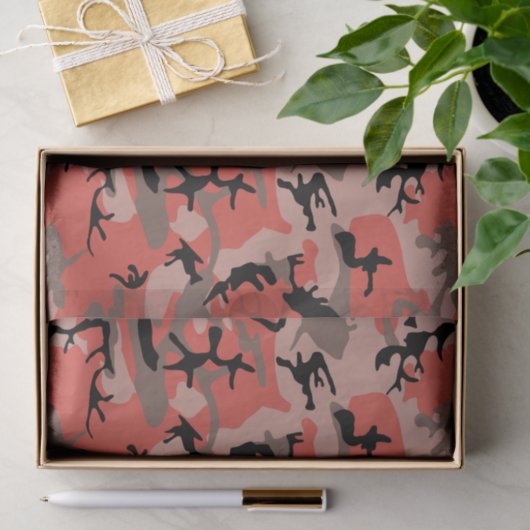 Papier Mousseline Camouflage rouge et Brown, Armée (Cadeau)