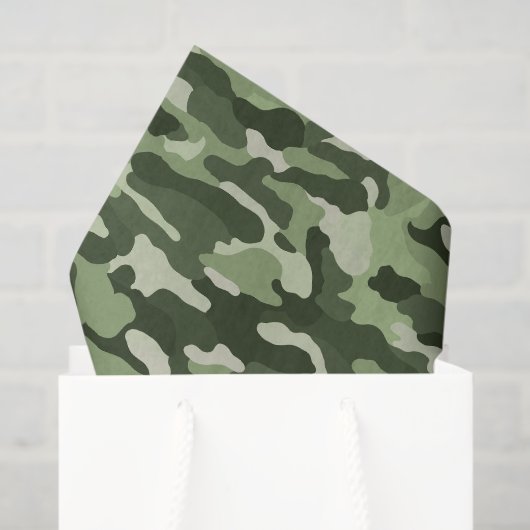 Papier Mousseline Camouflage vert olive (Sac cadeau)