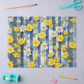 Papier Mousseline Campagne Agritourisme Fleurs Bleues, Blances et Ja (Artisanat)