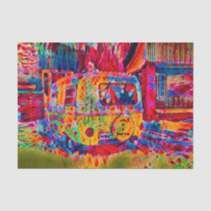 Papier Mousseline Camper Retro Hippie La Vie Colorée Est Une Promena