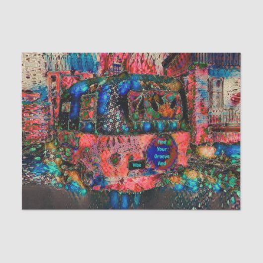 Papier Mousseline Camper Retro Hippie Trouvez Votre Groove Et Votre (Recto)