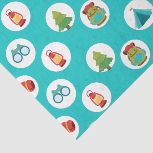 Papier Mousseline Camping Adventure Motif sur Blue (Détail)