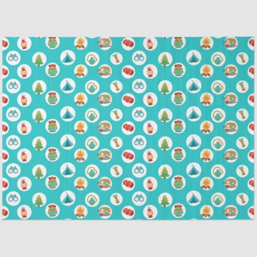 Papier Mousseline Camping Adventure Motif sur Blue (Recto)