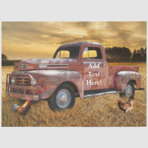 Papier Mousseline Camping vintage Red Truck