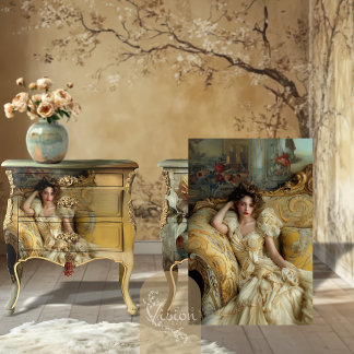 Papier Mousseline Canapé baroque doré Dame Glamour Victorienne Robe
