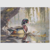 Papier Mousseline Canard à bois sur l'étang Découpage (Recto)