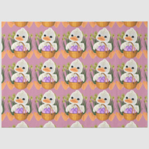Papier Mousseline Canard tenant des oeufs de Pâques dans le panier