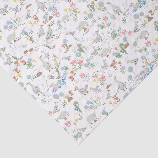 Papier Mousseline Canards dans le jardin (Détail)