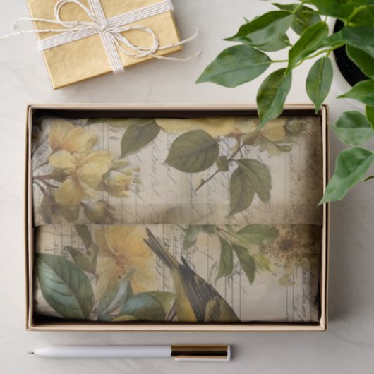 Papier Mousseline Canari jaune (Cadeau)