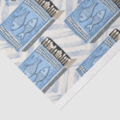 Papier Mousseline canettes bleues de sardines découpage (Détail)