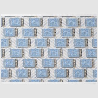 Papier Mousseline canettes bleues de sardines découpage