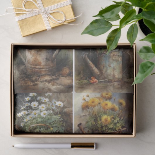 Papier Mousseline Canettes d'eau rouillées (Cadeau)