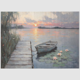 Papier Mousseline Canot de canot tranquille Sunset sur une déviation