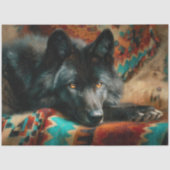 Papier Mousseline Canyon Night Black Wolf Portrait (Recto)