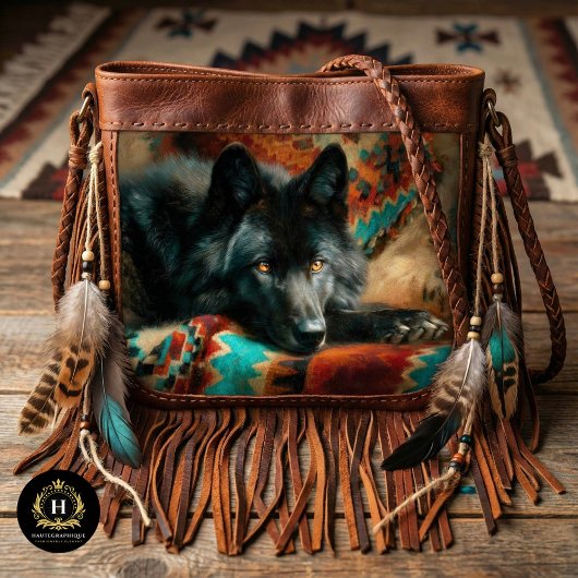 Papier Mousseline Canyon Night Black Wolf Portrait